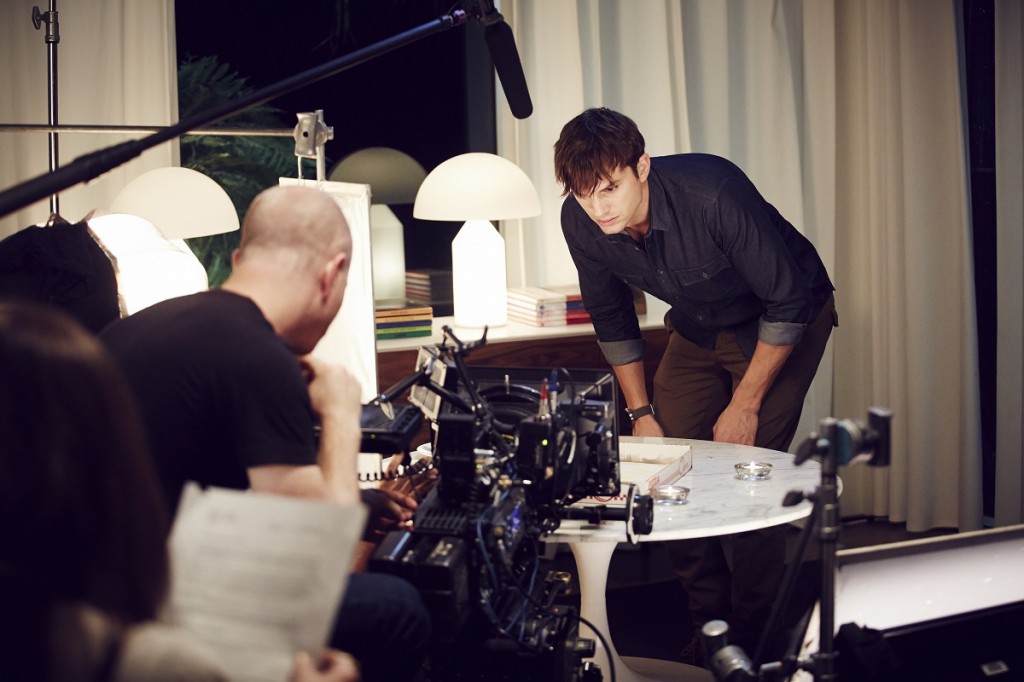 Ashton Kutcher on set of Wrigleys/ Orbit shoot in LA