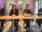 Zľava: Marián Timoracký, MarkUnited, Veronika Strapková, psychologička NOÚ, Nicol Noseková, vedúca marketingu dm drogerie markt a Janka Slačková, moderátorka.