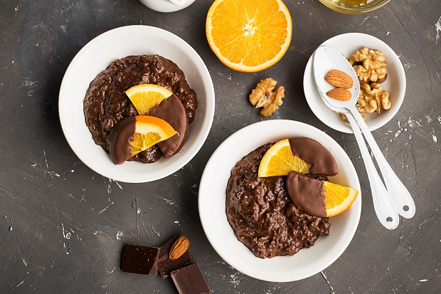 Chocolate,Rice,Pudding,Porridge,Risotto,With,Oranges,In,Chocolate,For